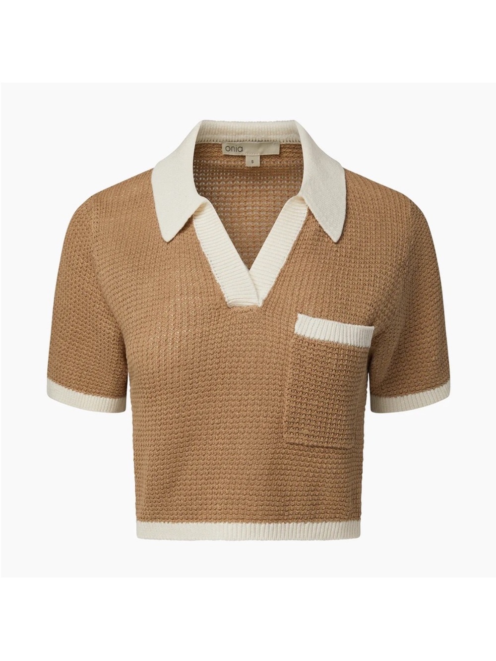 Onia Linen Cropped Polo Shirt S